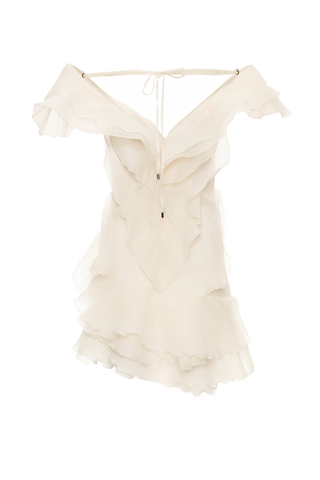 MILANO RUFFLE MINI DRESS CHAMPAGNE