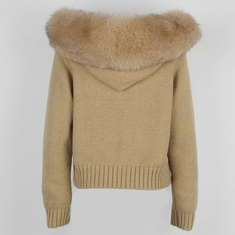 ANAES FOX FUR CARDIGAN JACKET