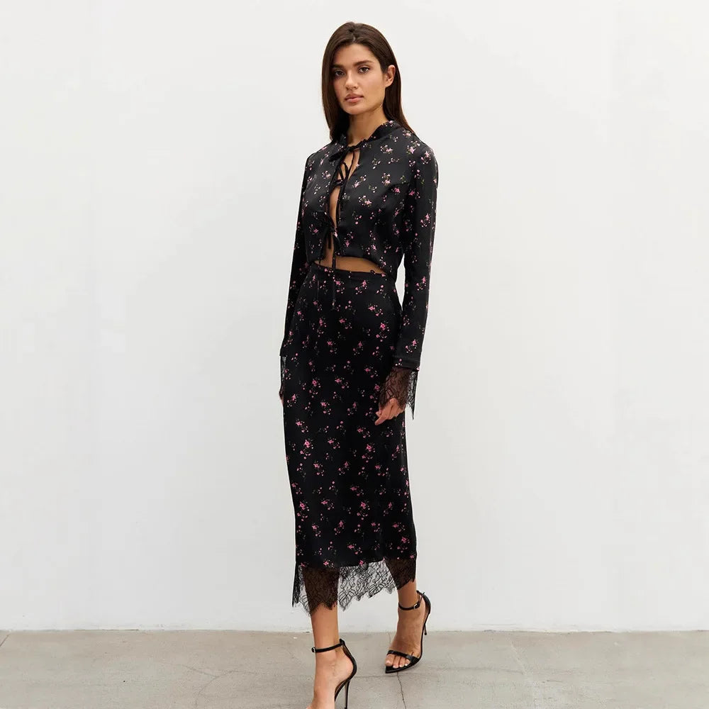 ROUZI LACE UP MIDI DRESS
