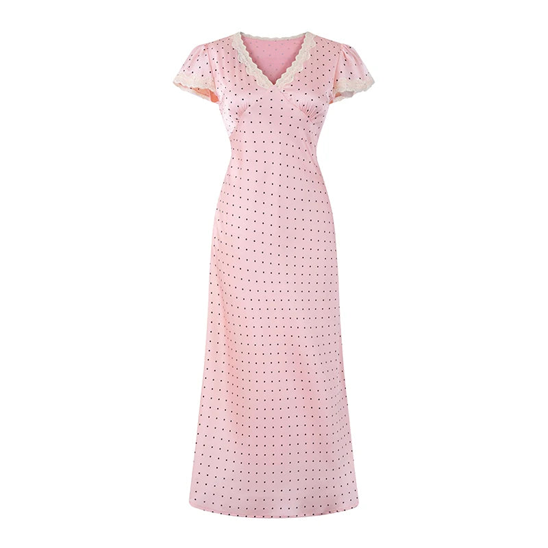 CHARIS POLKA DOT MIDI DRESS PINK