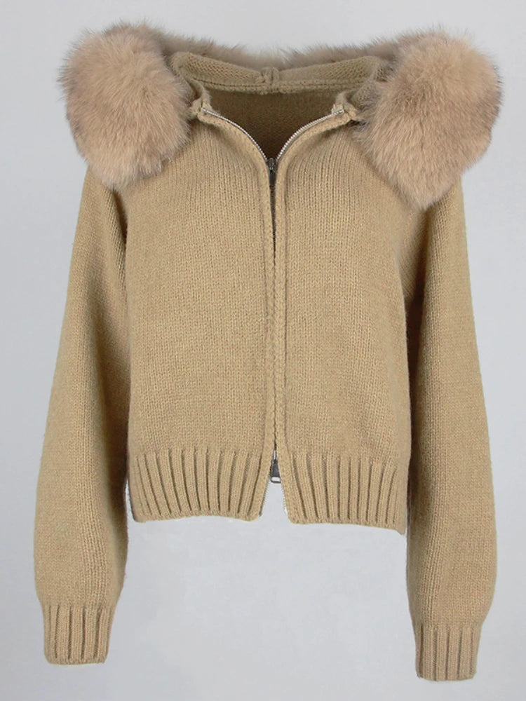 ANAES FOX FUR CARDIGAN JACKET