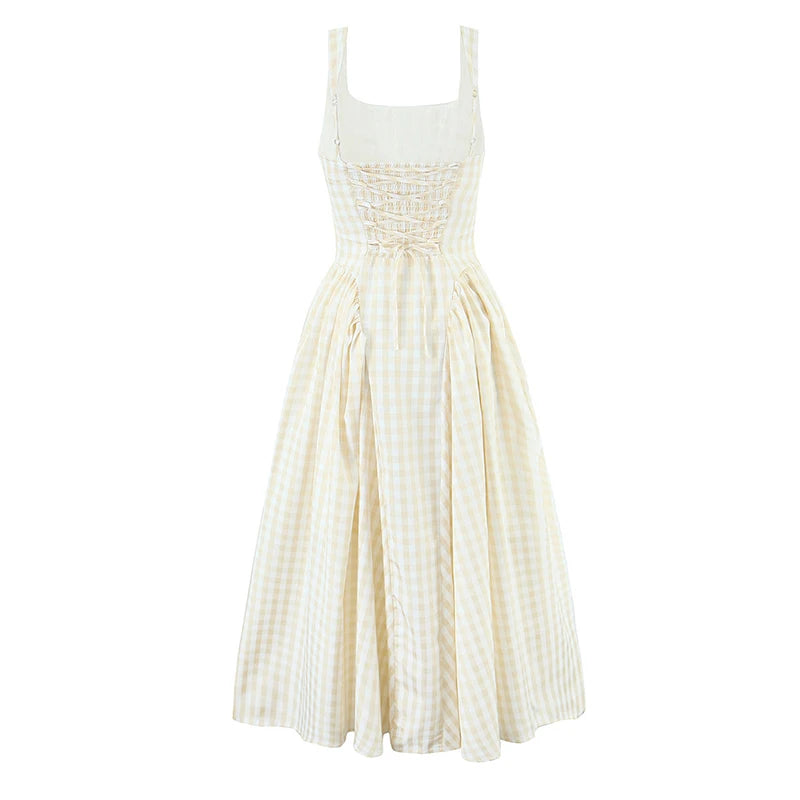 PAMELA PLAID MIDI DRESS