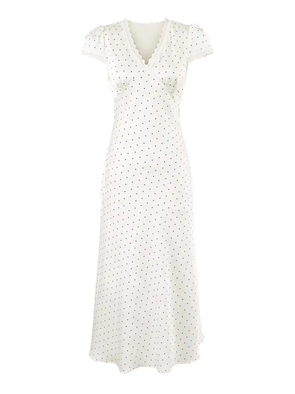 CHARIS POLKA DOT MIDI DRESS WHITE