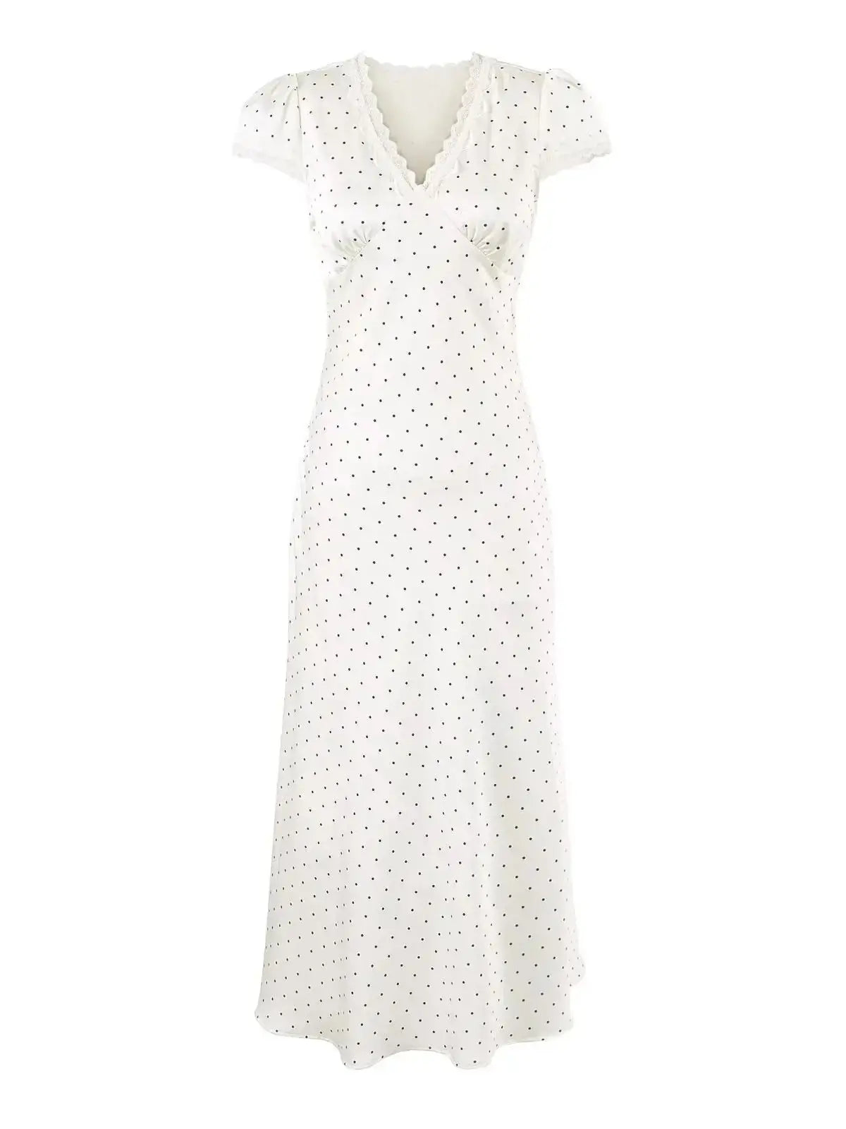 CHARIS POLKA DOT MIDI DRESS WHITE