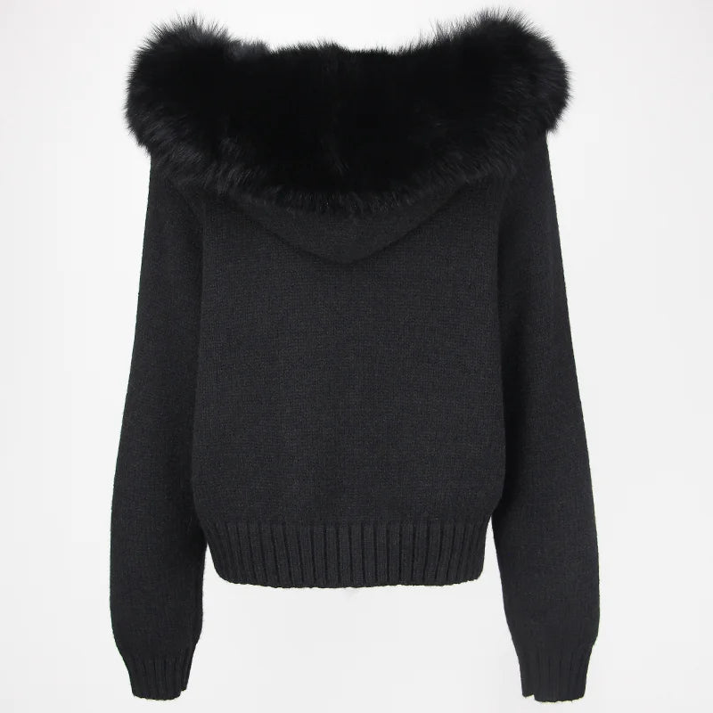ANAES FOX FUR CARDIGAN JACKET