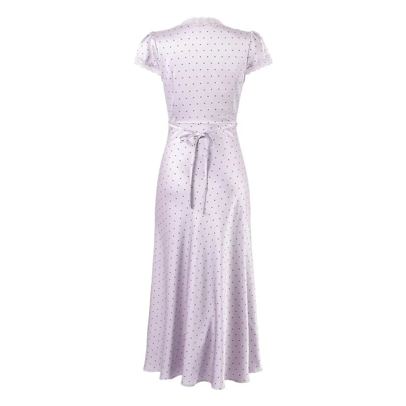 CHARIS POLKA DOT MIDI DRESS LILAC