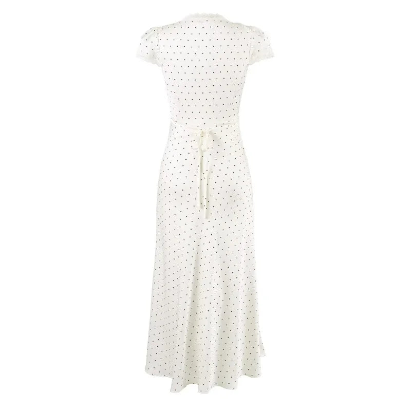 CHARIS POLKA DOT MIDI DRESS WHITE