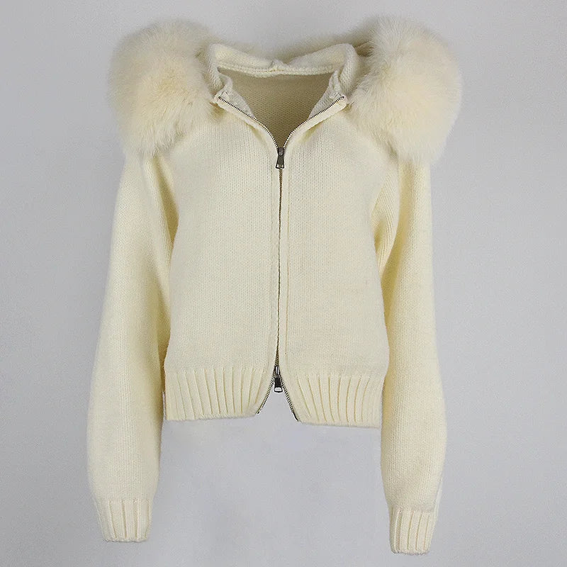 ANAES FOX FUR CARDIGAN JACKET