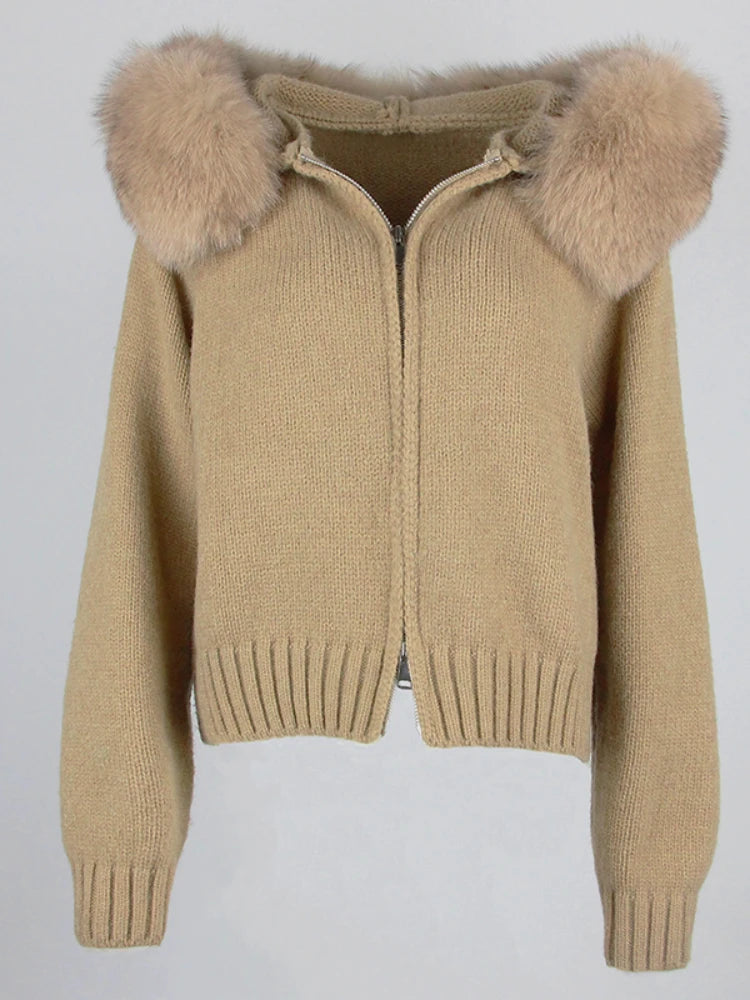 ANAES FOX FUR CARDIGAN JACKET