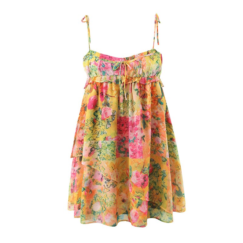 A floral mini dress with spaghetti straps